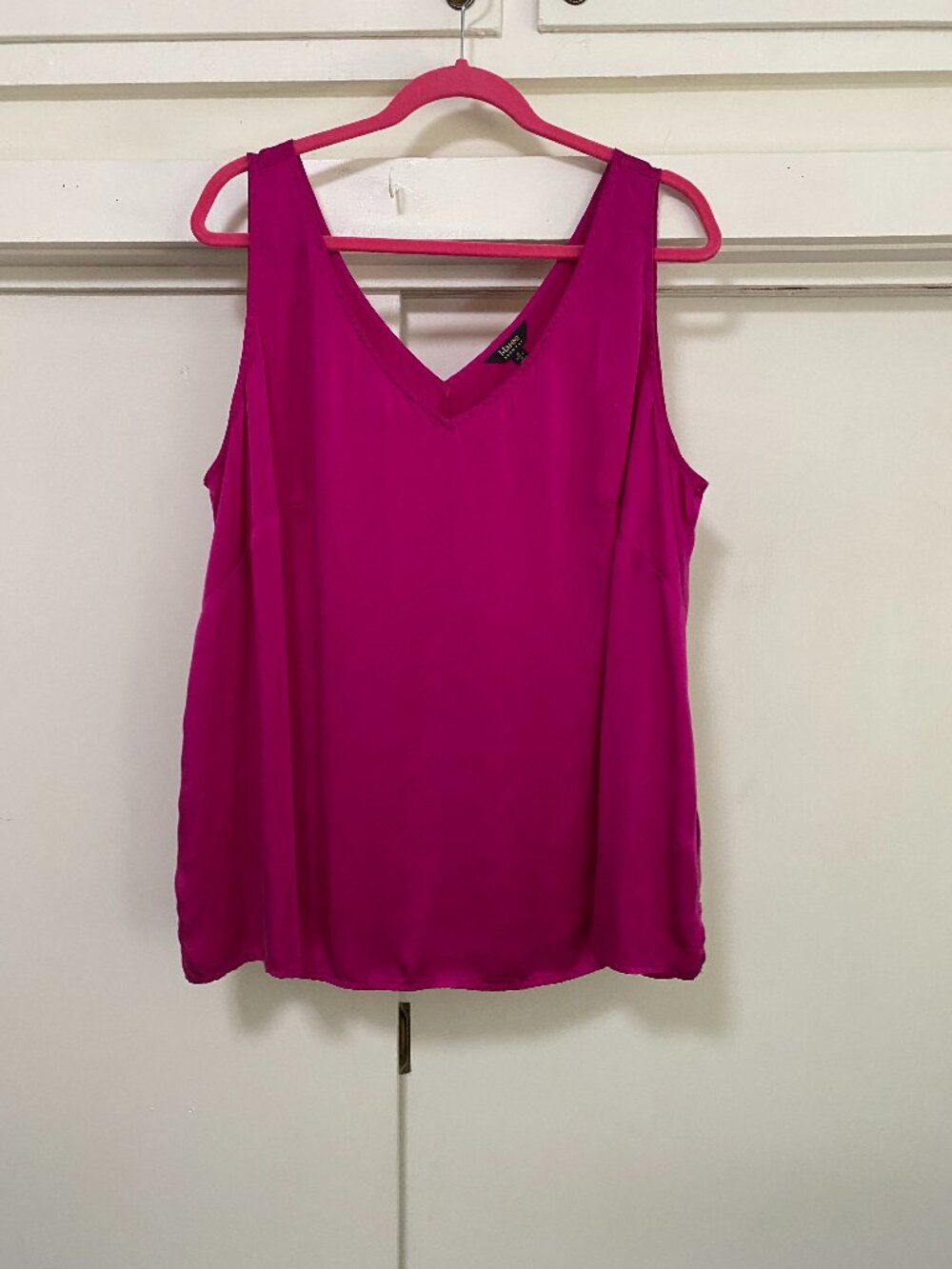 Maree, 100% silk, pink tank blouse, size 18